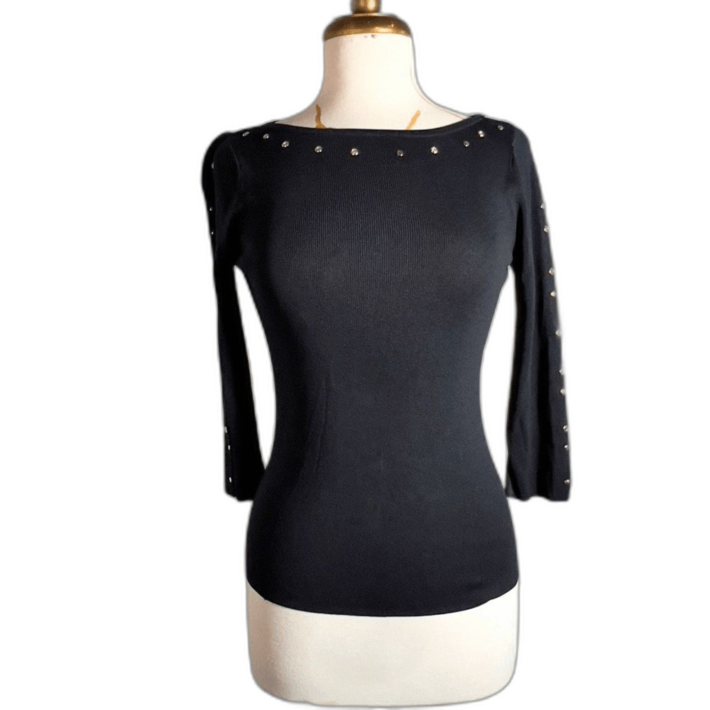 Ziani Couture Blouse Size S Vintage 90's Ballet Core Clean Girl 3/4 Sleeve Top